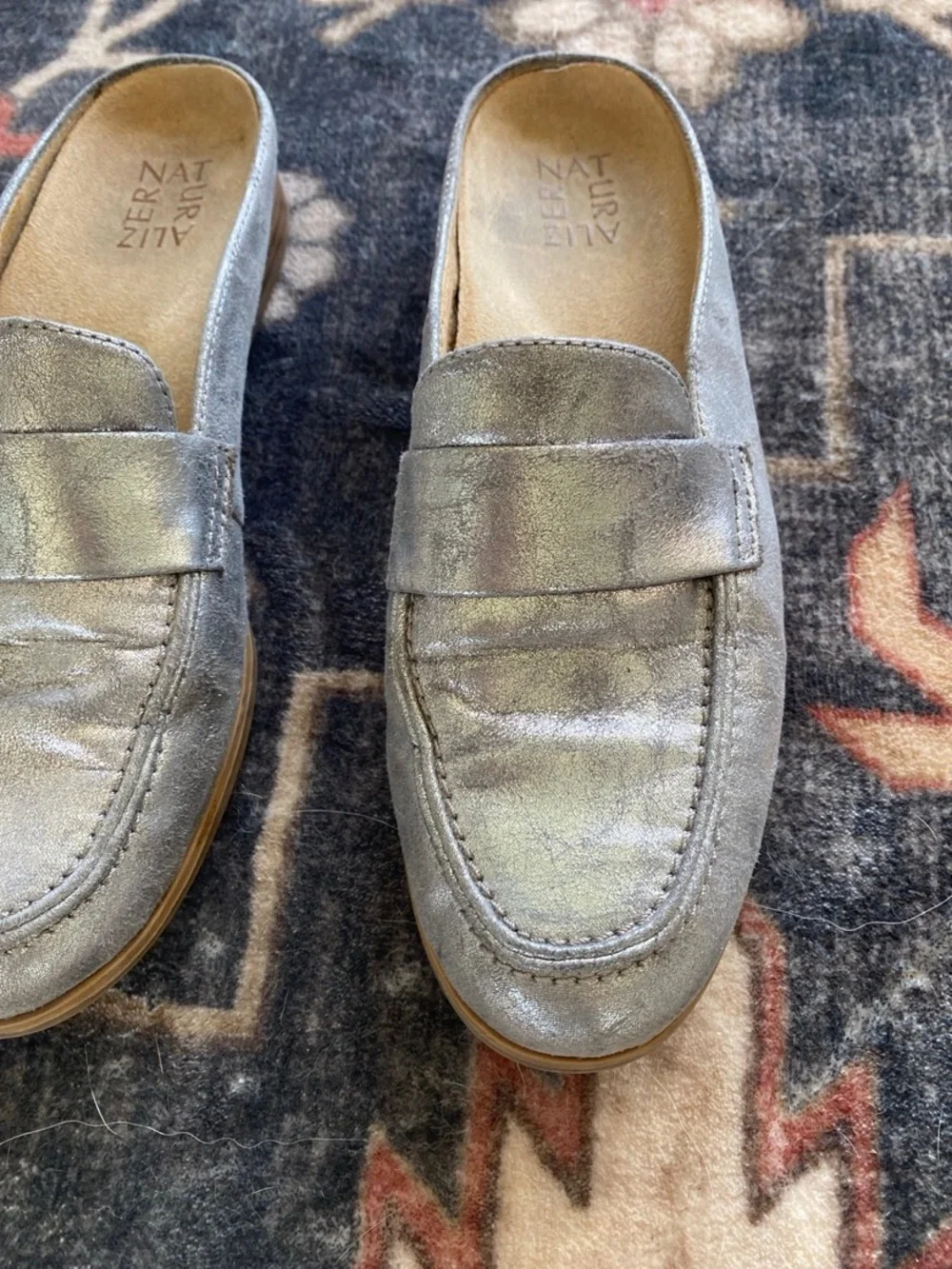 “Naturalizer” Silver Metallic Slip-on Loafers (8.5)